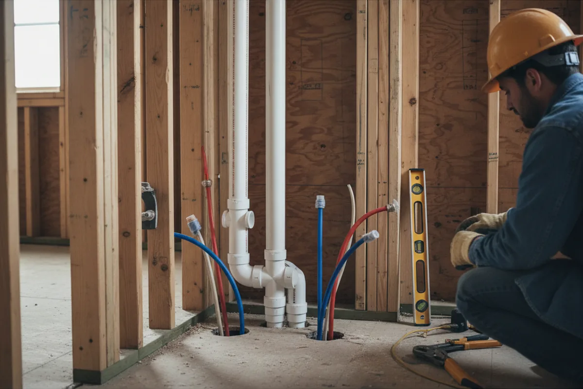 Drain and supply rough-in during Leak Detection in Mundelein
