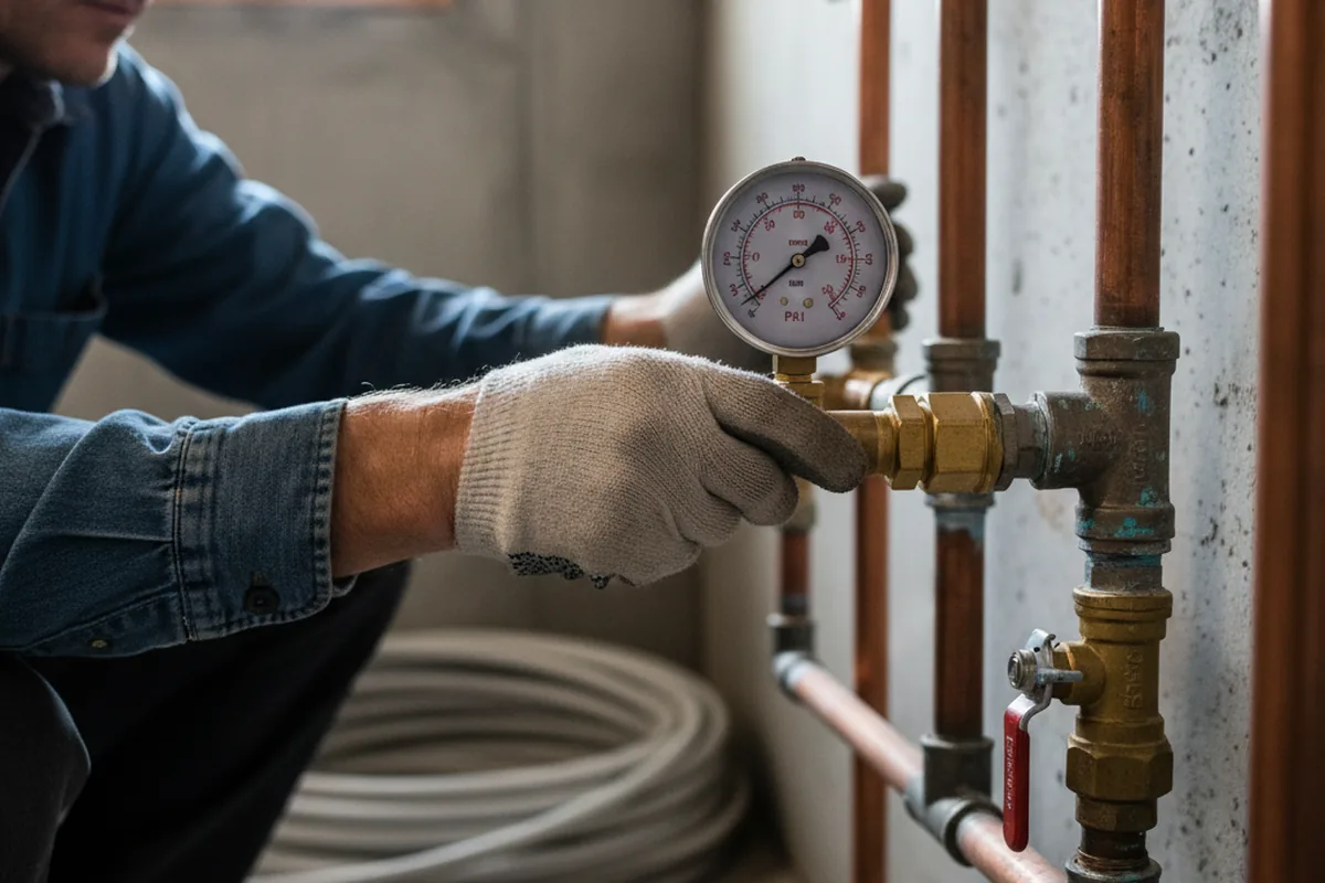 Pressure testing a repaired line during Water Line Repair in Mundelein